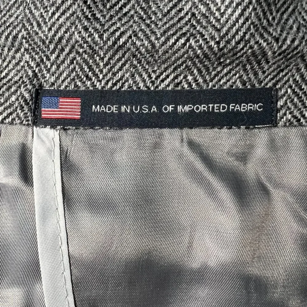 NWT WALTER MORTON 40R Gray Herringbone 2 btn100%‎ Worsted Wool blazer USA 1 vent